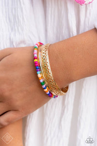 Multicolored Medley - Gold Bracelet - Paparazzi Accessories