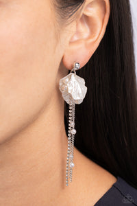 Graceful Gesture - White Post Earrings - Paparazzi Accessories