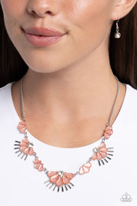 Fluttering Fan - Orange Necklace - Paparazzi Accessories