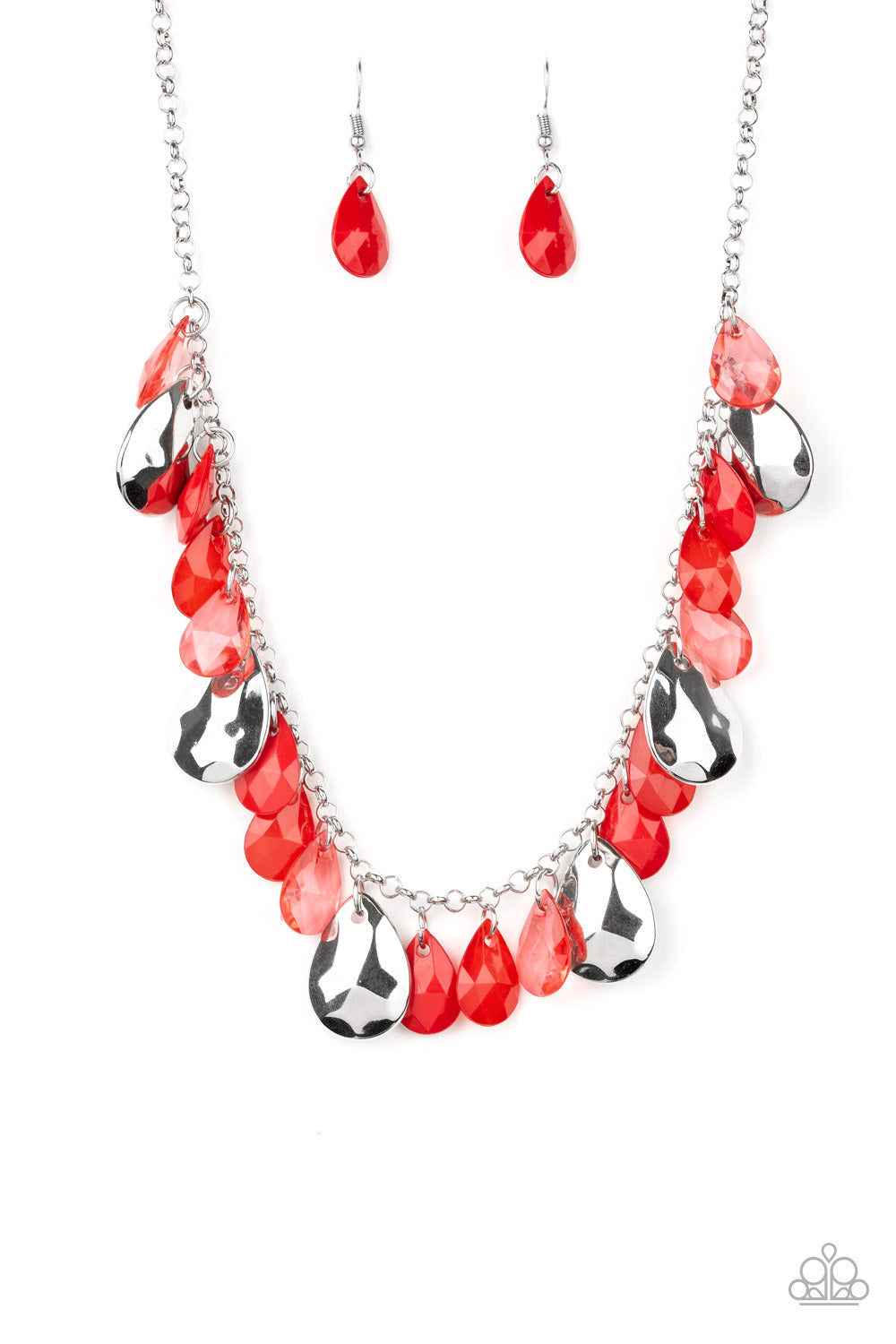 Hurricane Season Red Silver Necklace Paparazzi Accessories