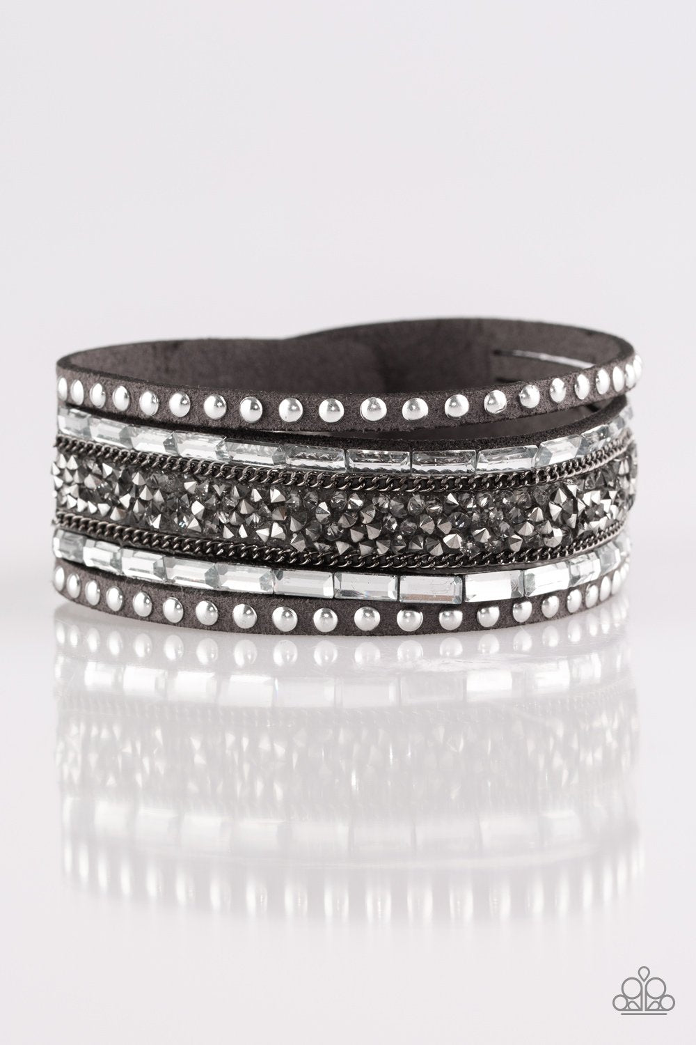 Rhinestone rocker silver paparazzi hot sale