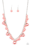 Uptown Pearls - Orange Necklace - Paparazzi Accessories